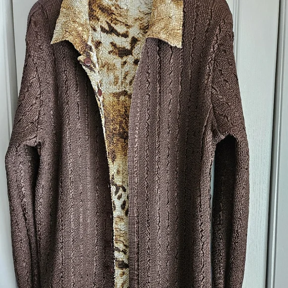 NEW C Scarf Co Cardigan with Animal Print Lining... Reversible and Strechy XL - Picture 14 of 14